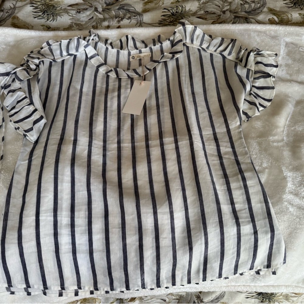 Striped Ruffle Sleeve Top